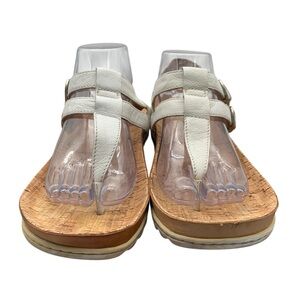 Born White Leather Cork Footbed Thong Sandals
